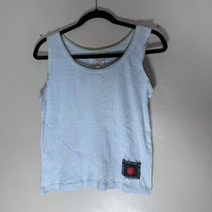 NWT Marithé + François Girbaud Ribbed Tank Top Y2K Minimal Patch Detail Shirt